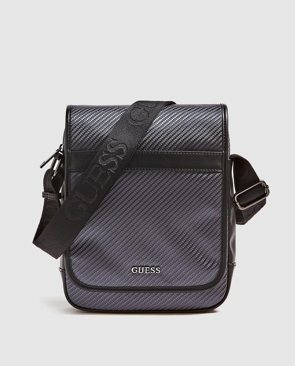Lyst - Guess Black Crossbody Bag With Zip And Flap in Black for Men