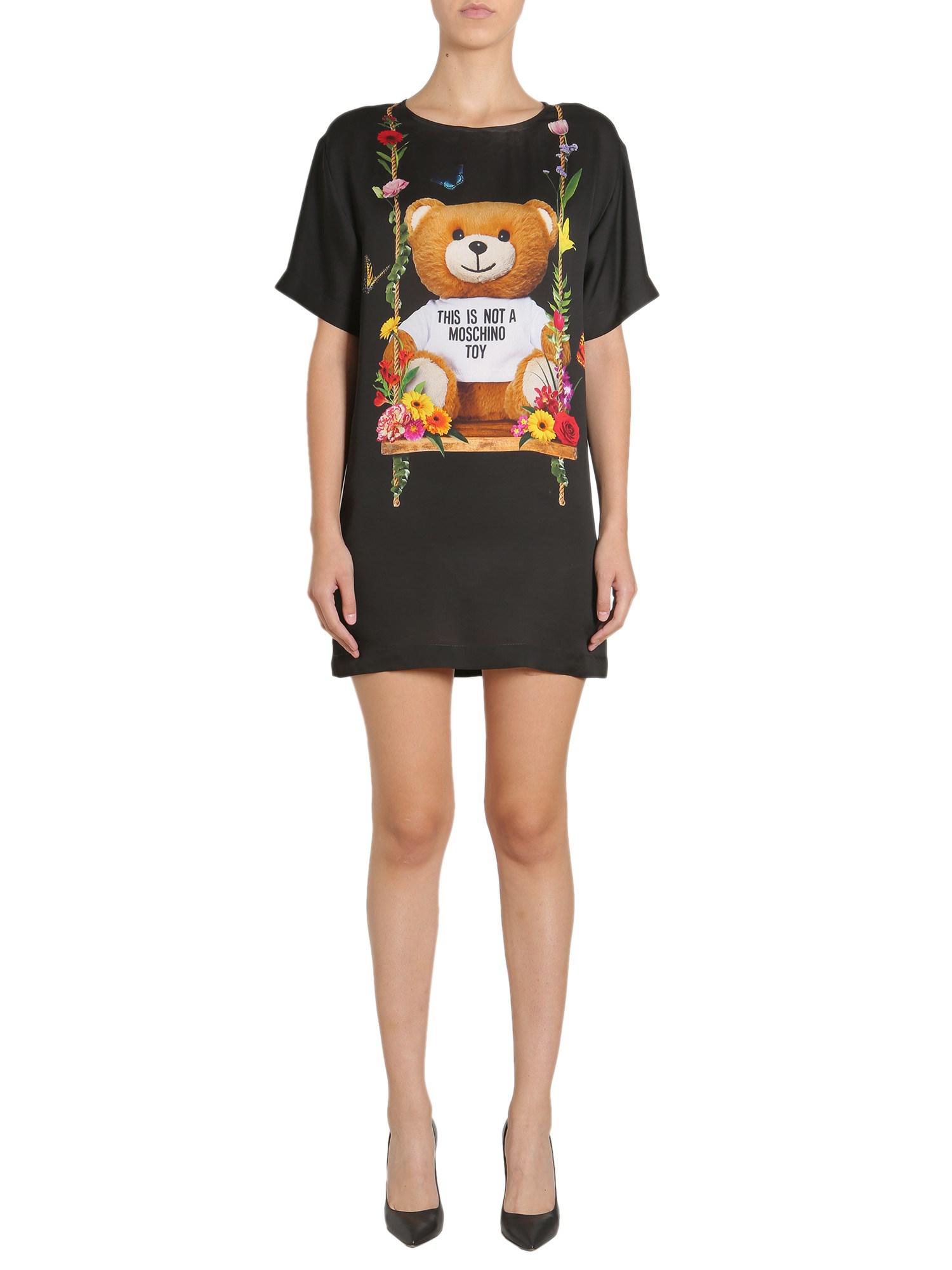 Teddy Botanical Flower Con Black Lyst Moschino Stampa In Abito oWreCBxd
