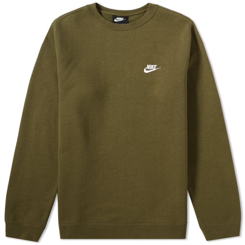 nike club crew neck sweat in burgundy