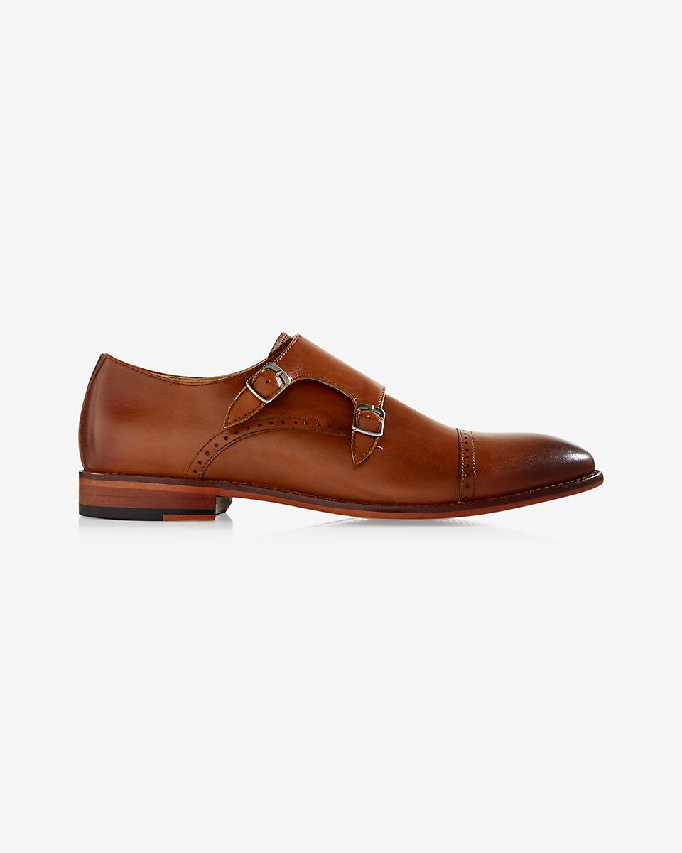  Express  Cap Toe Double Monk Strap Dress Shoe  in Brown for 
