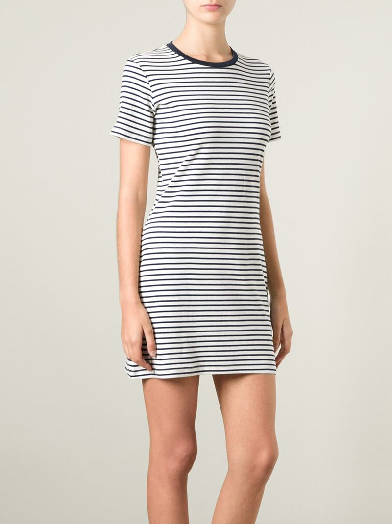 Theory Horizontal Stripe T-Shirt Dress in Blue | Lyst