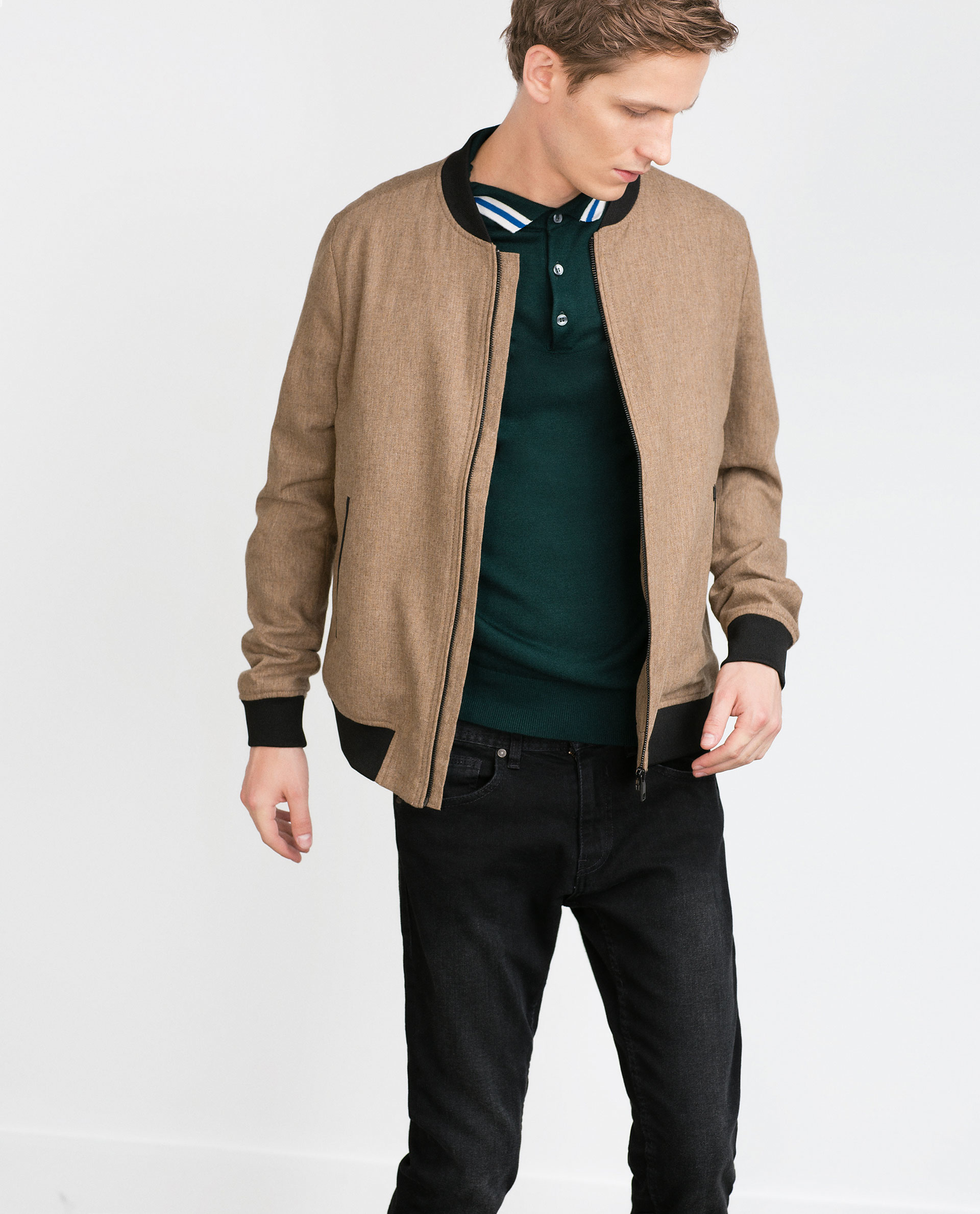 Zara Camel Tone Wool Jacket in Natural for Men Lyst