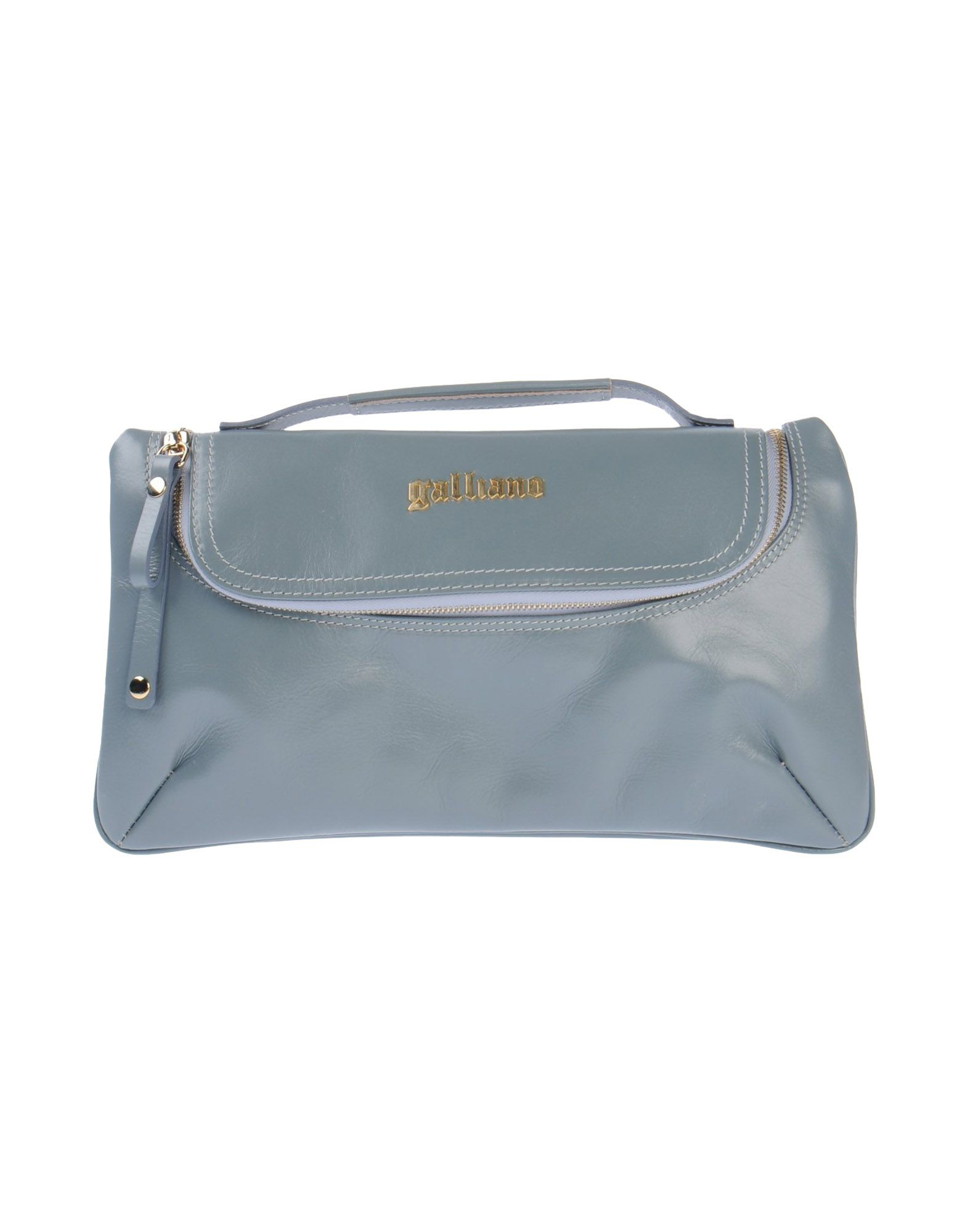 John Galliano Logo Detail Clutch Handbag in Gray (Grey) | Lyst