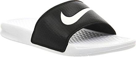 nike benassi swoosh ironman golden check slides