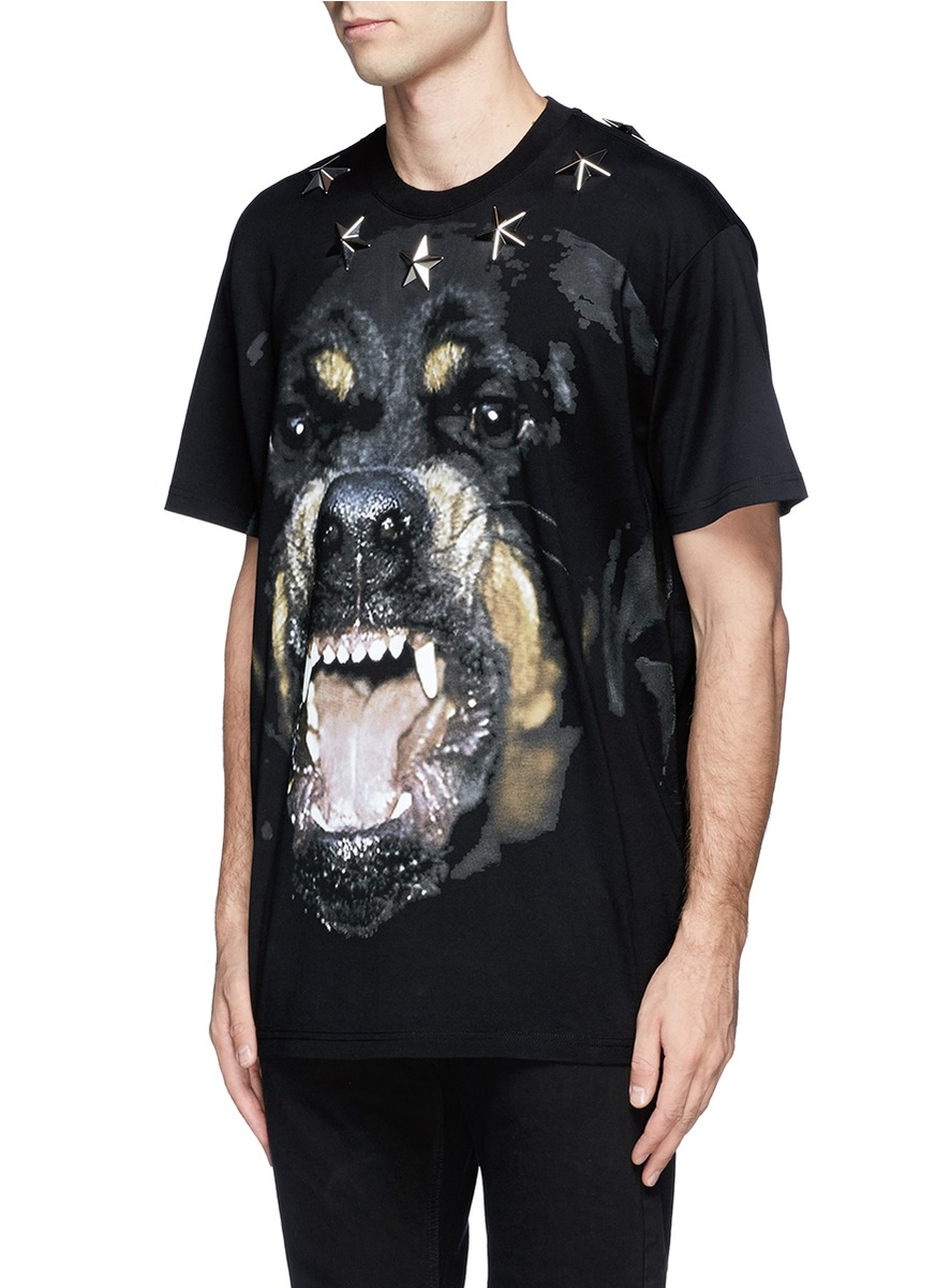 Givenchy Rottweiler Print Star Stud T-Shirt in Black for Men (Multi ...