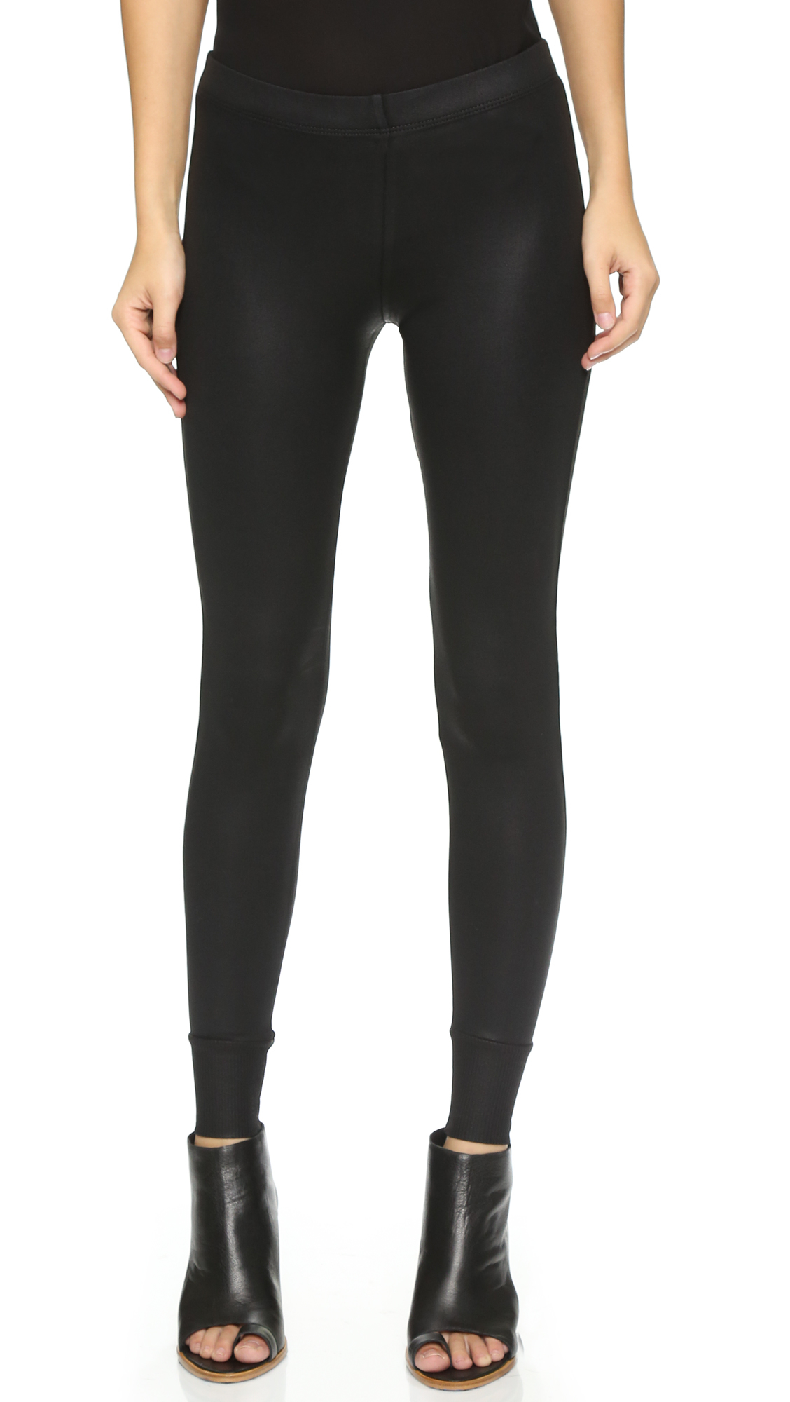 Lyst - David lerner Leatherette Leggings With Cuffs in Black