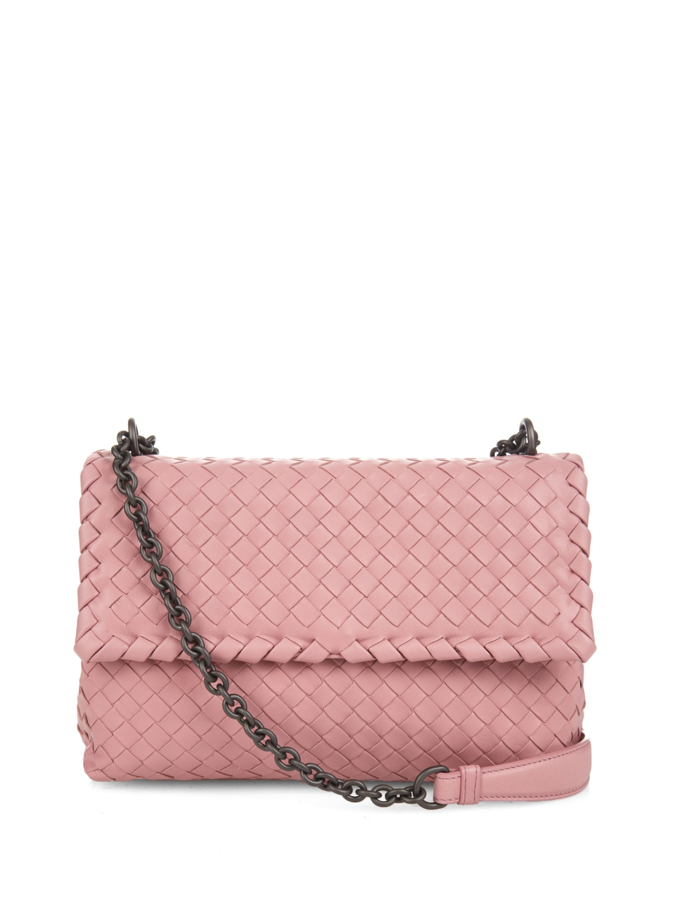 Bottega veneta Olimpia Small Intrecciato Leather Shoulder Bag in Pink ...
