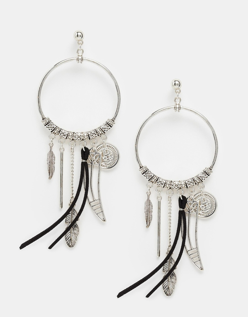 Asos Charm Drop Earrings in Metallic