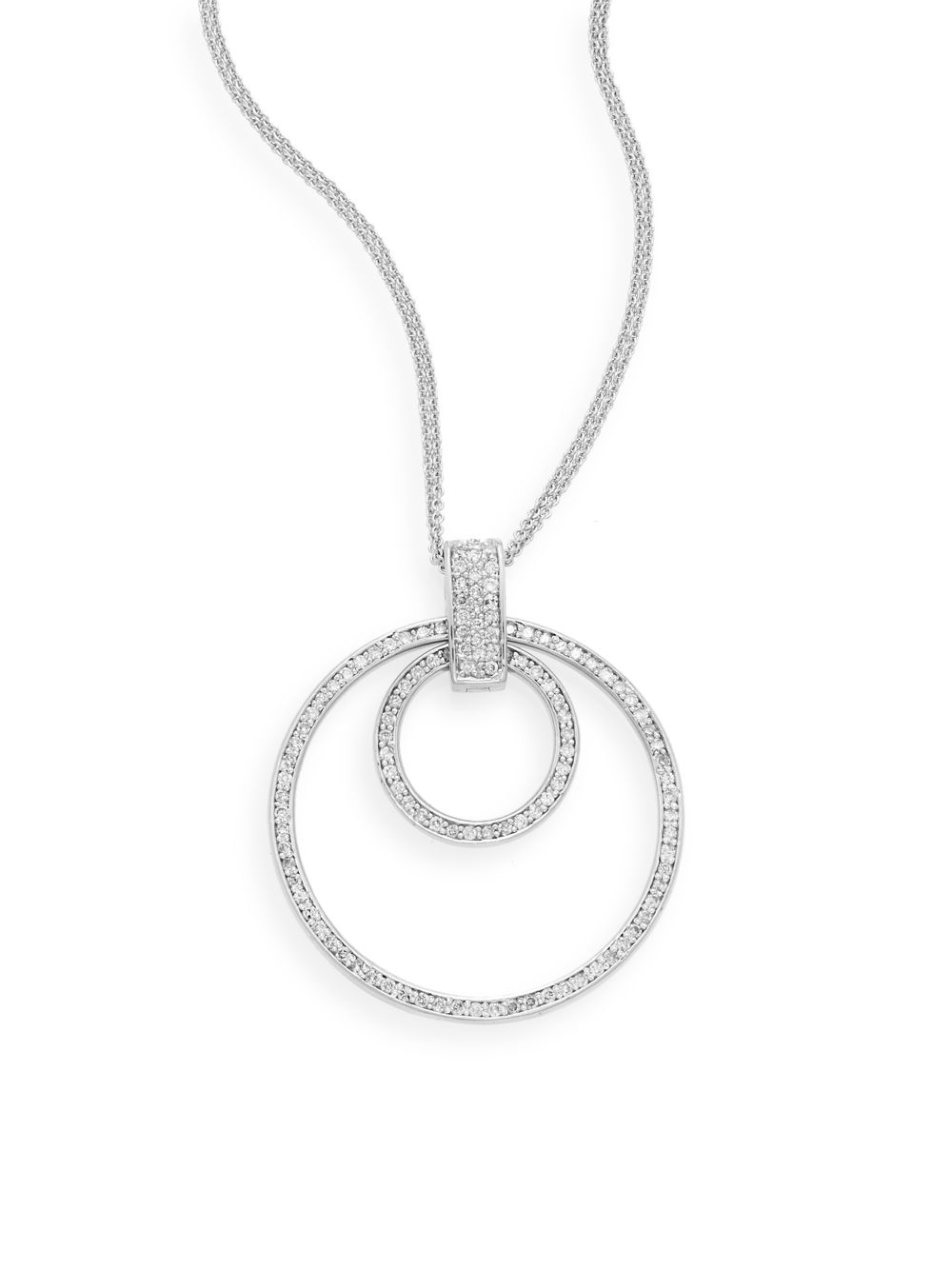 Effy Diamond & 14k White Gold Double Circle Pendant Necklace in White