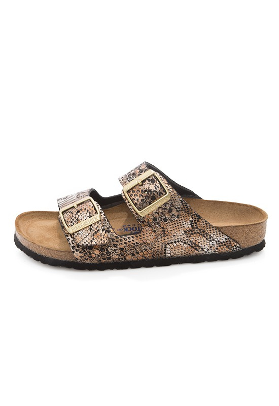 Birkenstock Arizona Snake-Print Sandals in Metallic | Lyst