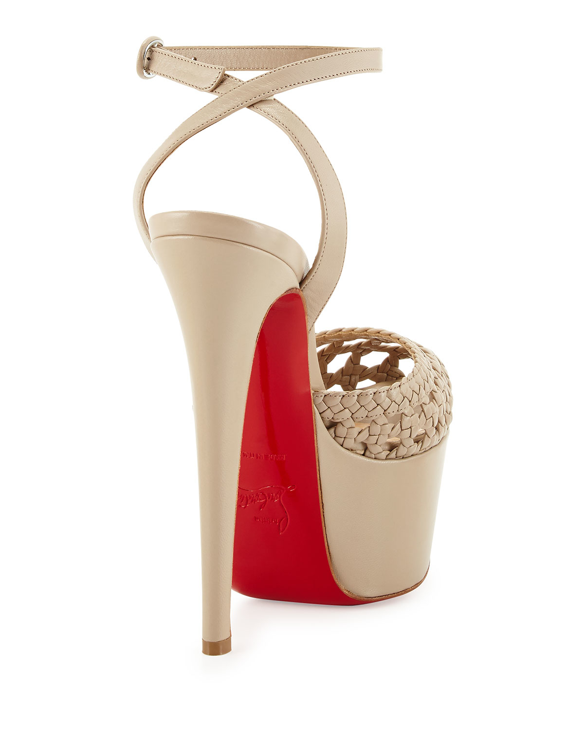 red bottom shoes for men - Christian louboutin Woven Leather Red-Sole Sandals in Beige | Lyst