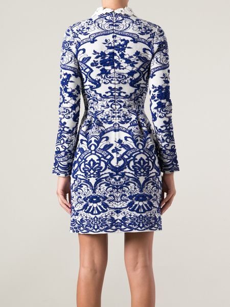 Valentino Embroidered Floral Dress in Blue | Lyst