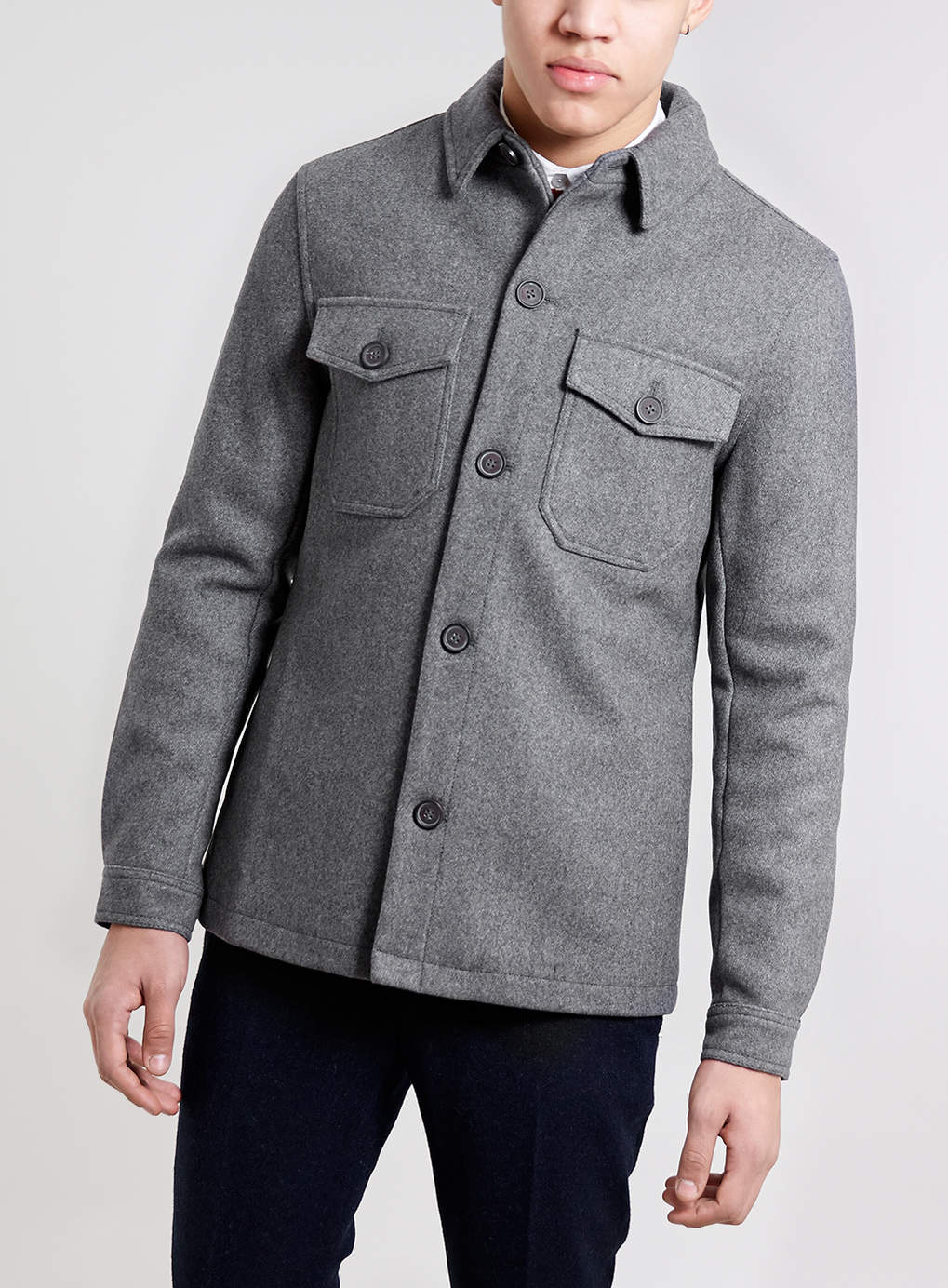 Topman Grey Wool Blend Shacket in Gray for Men (GREY) | Lyst