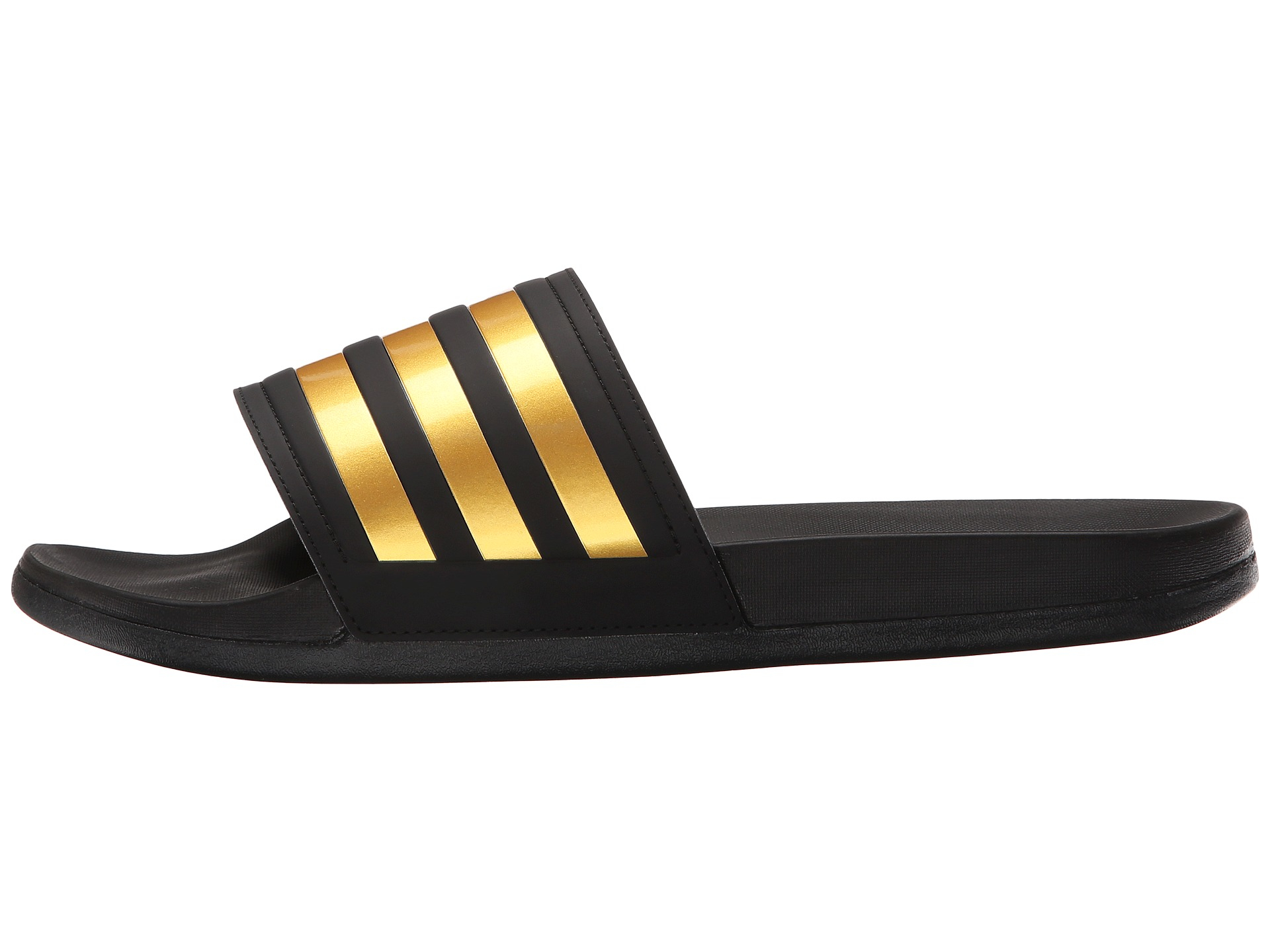 adidas black and gold sliders