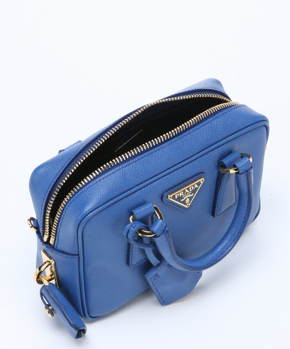 Prada Blue Saffiano Leather Mini Convertible Top Handle Bag in ...