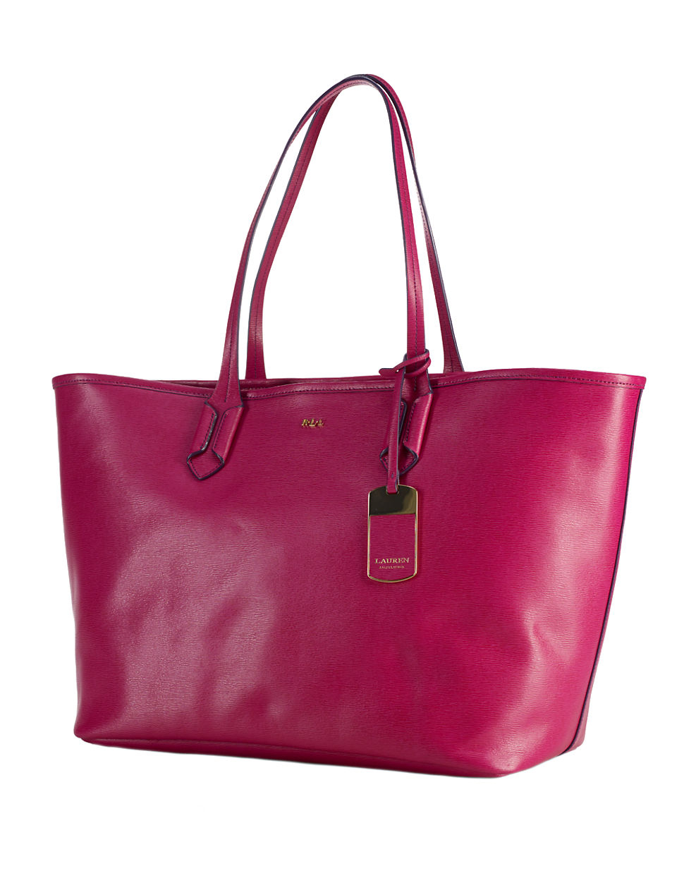 Lauren By Ralph Lauren Tate Classic Leather Tote Bag in Purple (PINK ...