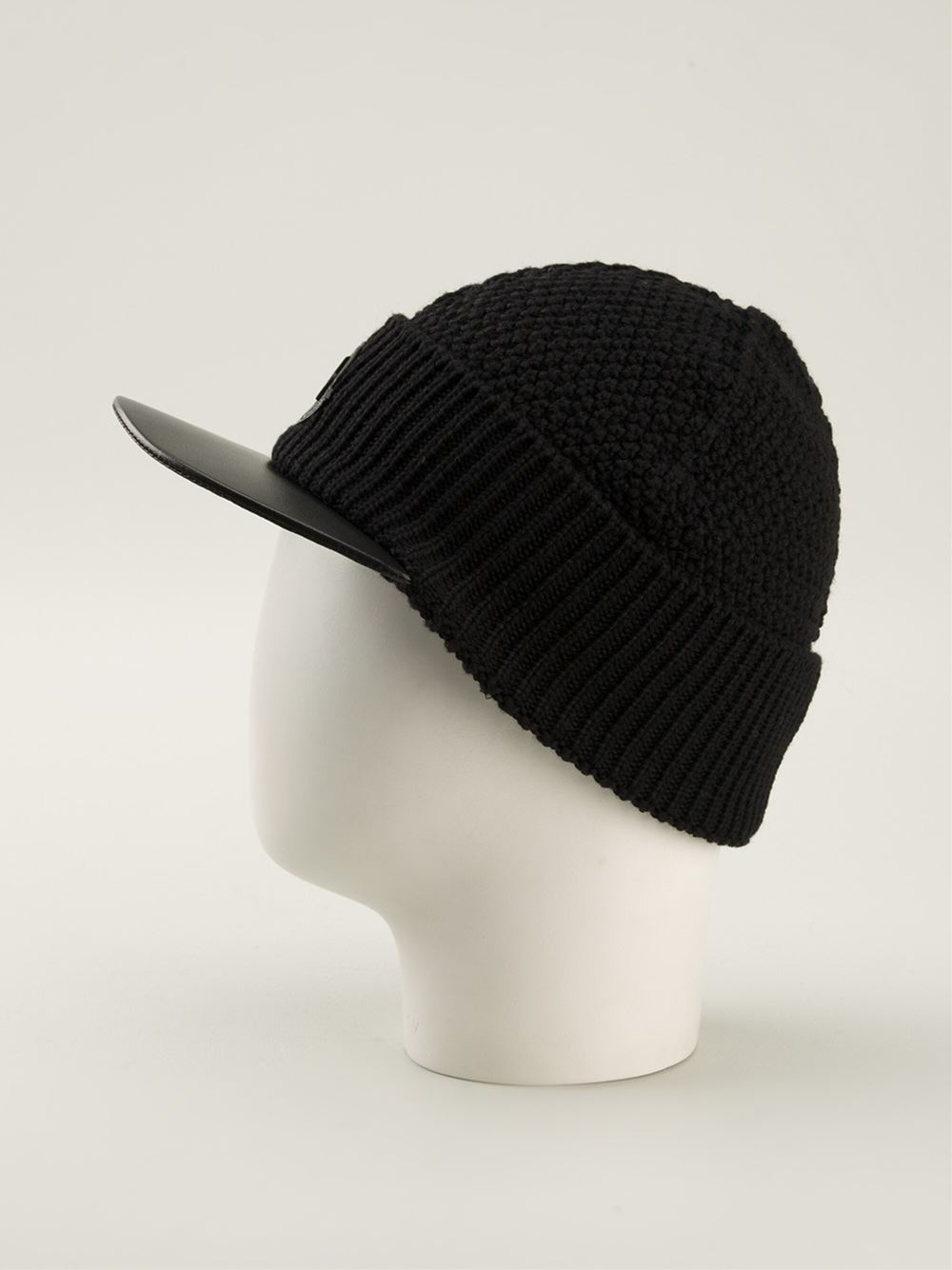 Moncler Knitted Visor Hat in Black for Men Lyst