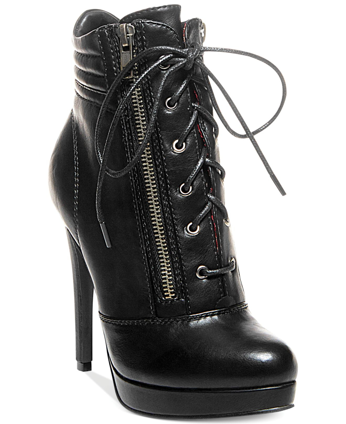 Lyst Madden Girl Hartson Lace Up Dress Booties in Black