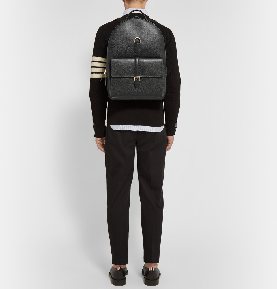 Thom browne Pebble-Grain Leather Backpack in Black for Men | Lyst