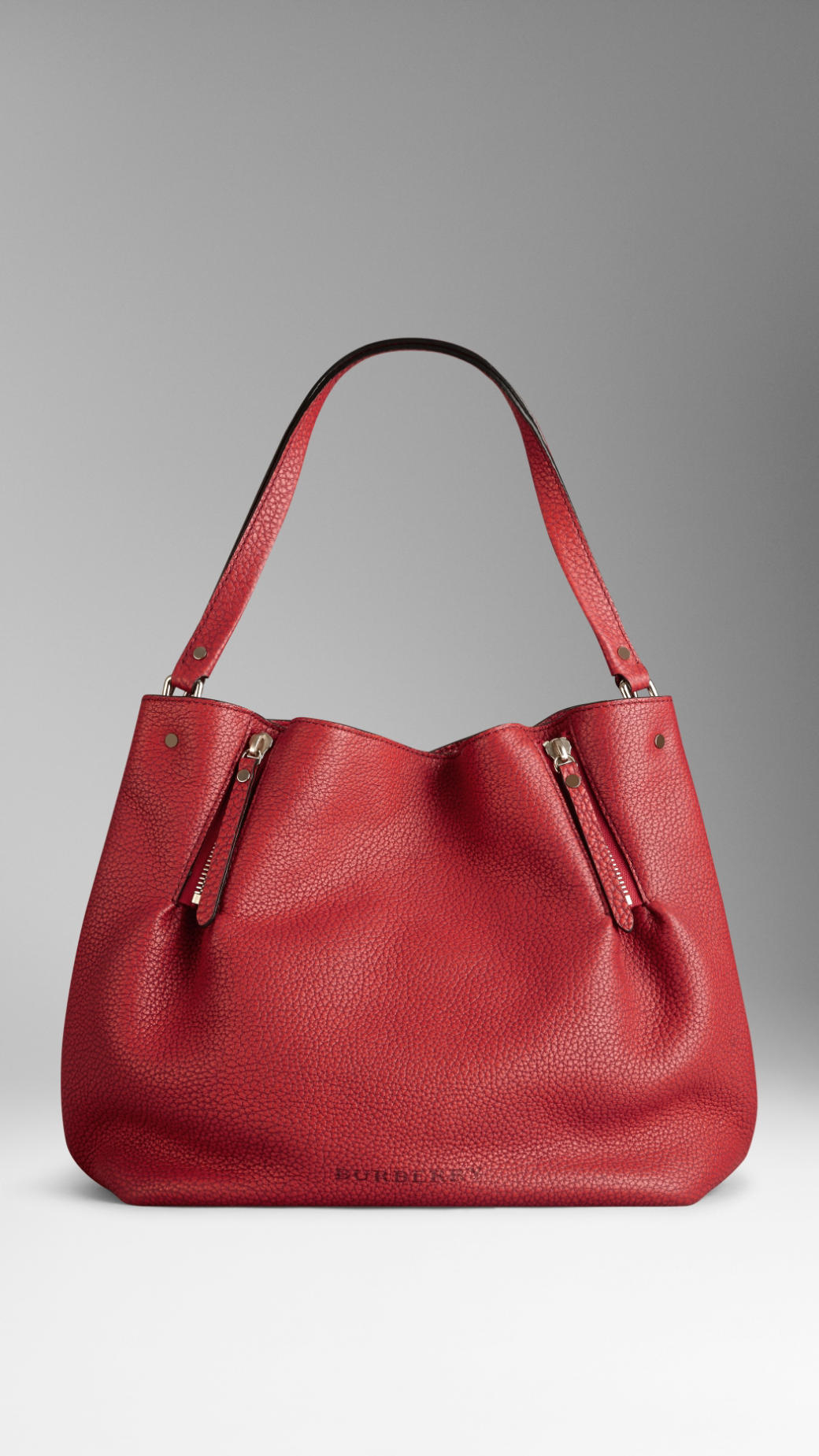 Lyst Burberry Medium Zip Detail Leather Tote Bag In Red Gallery