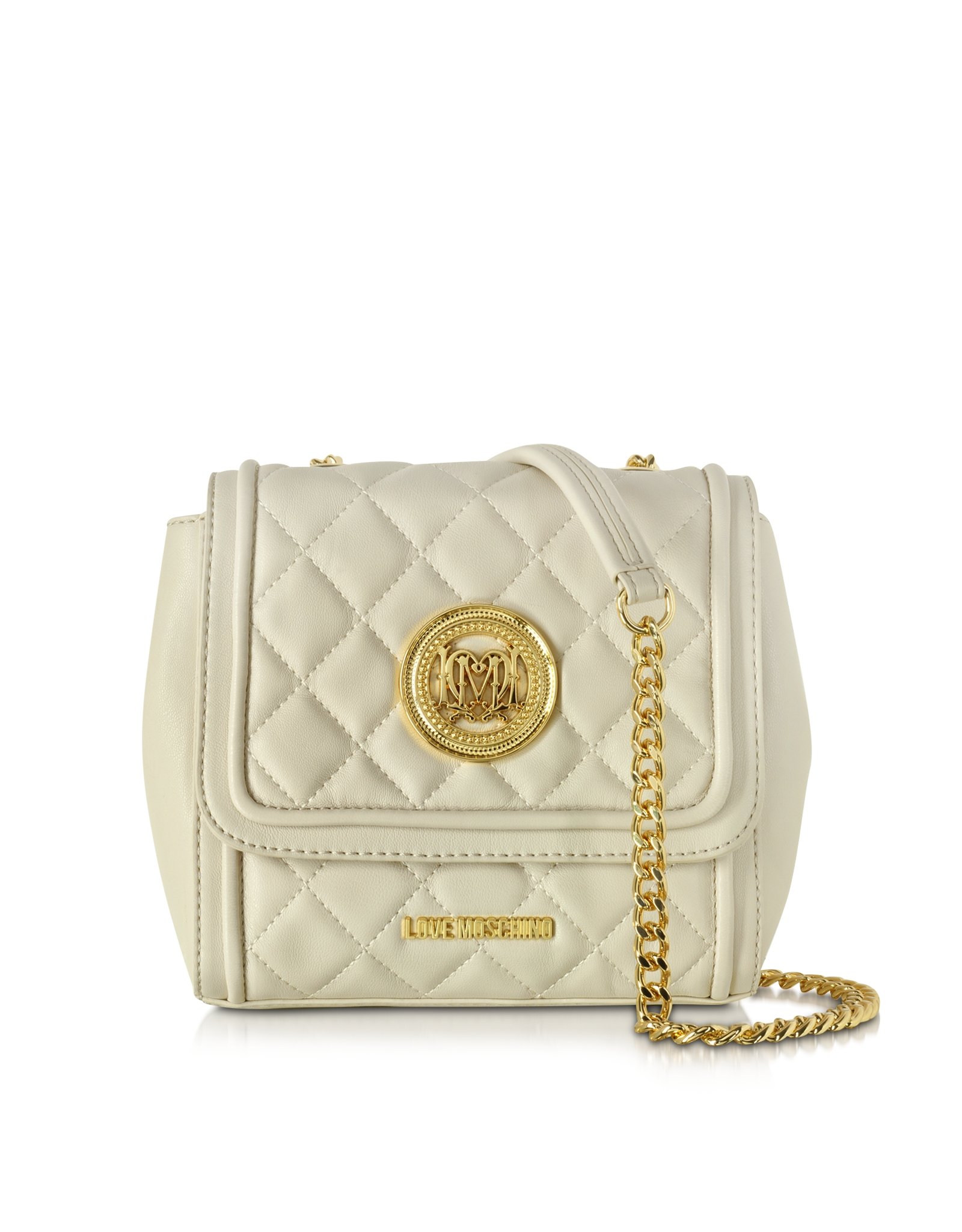 Love Moschino Small Quilted Eco Leather Crossbody Bag in White - Lyst