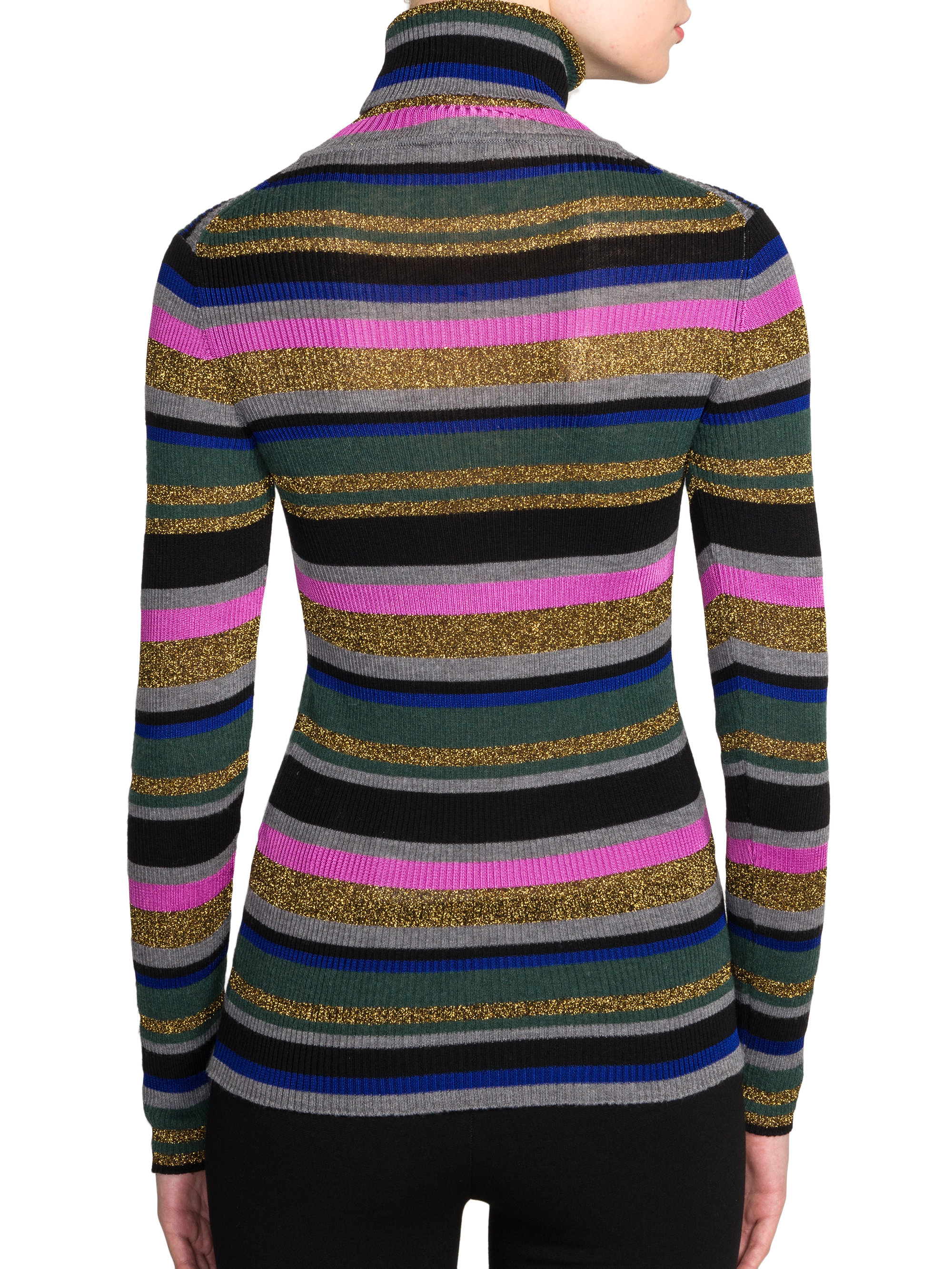 women's striped mock turtleneck