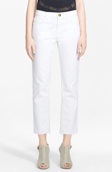 Current/elliott 'the Cropped Straight' Straight Leg Crop Jeans in White | Lyst