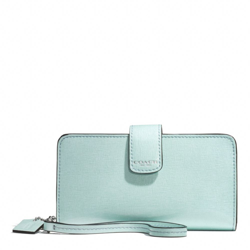 Lyst - Coach Phone Wallet in Saffiano Patent Leather in Blue