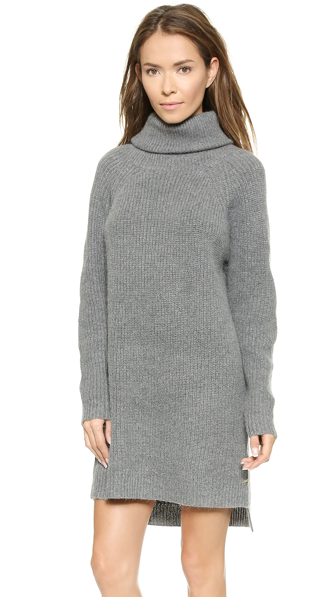 grey ribbed sweater dress