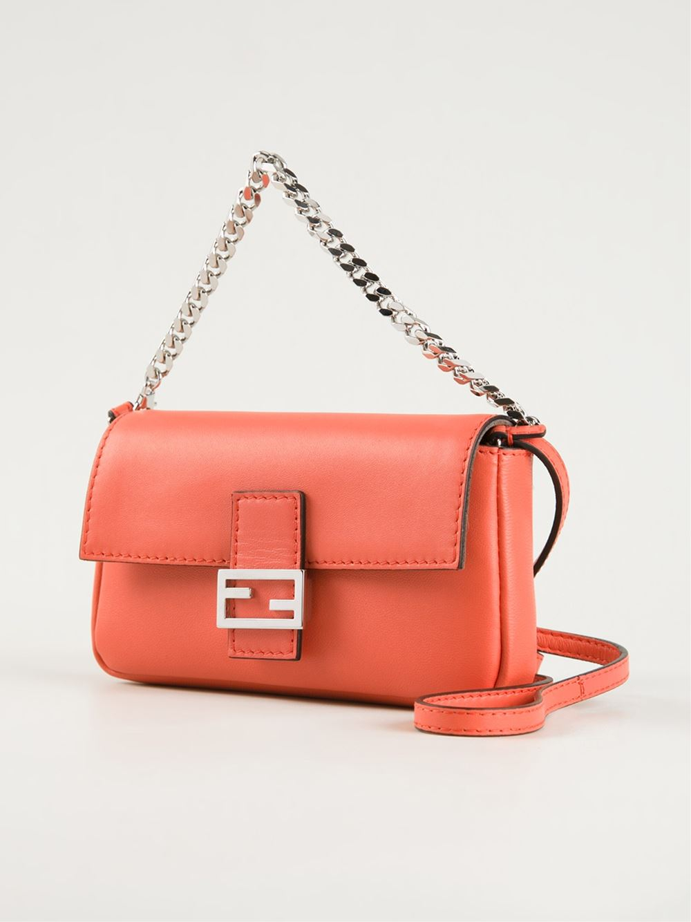 Lyst Fendi Micro Baguette Crossbody Bag In Orange Gallery