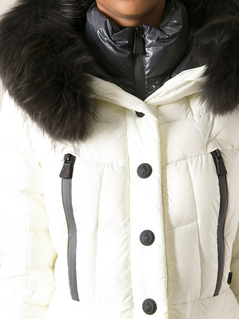 Lyst Moncler Grenoble Fur Trim Padded Jacket in White