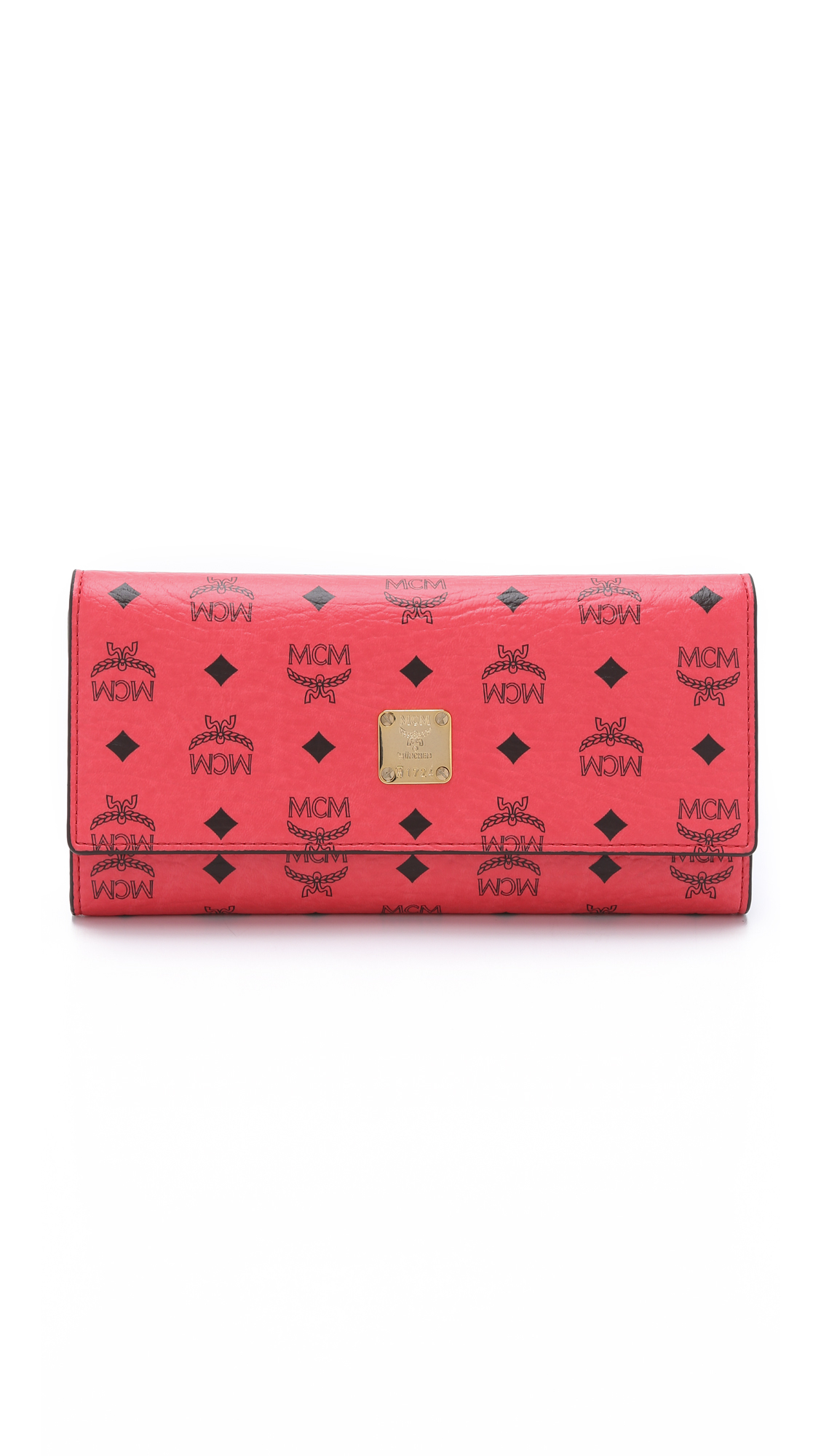 MCM Large Trifold Wallet in Red - Lyst