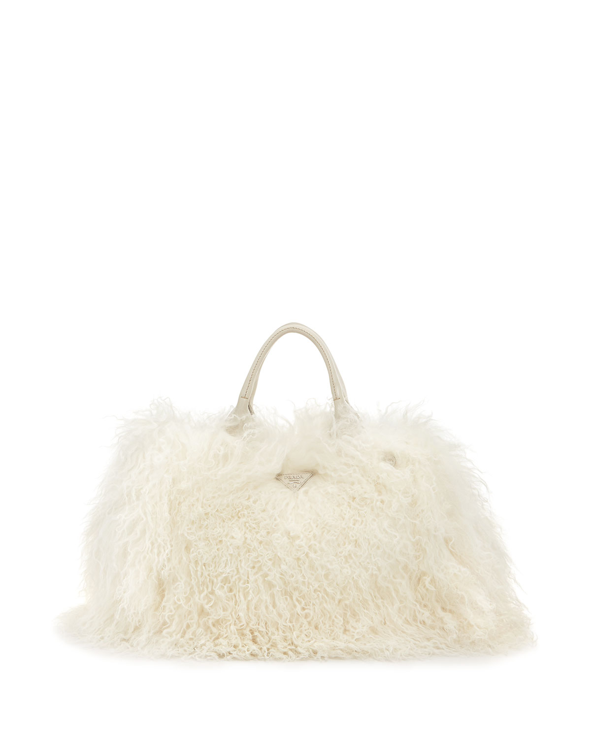 Lyst Prada Mongolian Lamb Fur Tote Bag In White Gallery