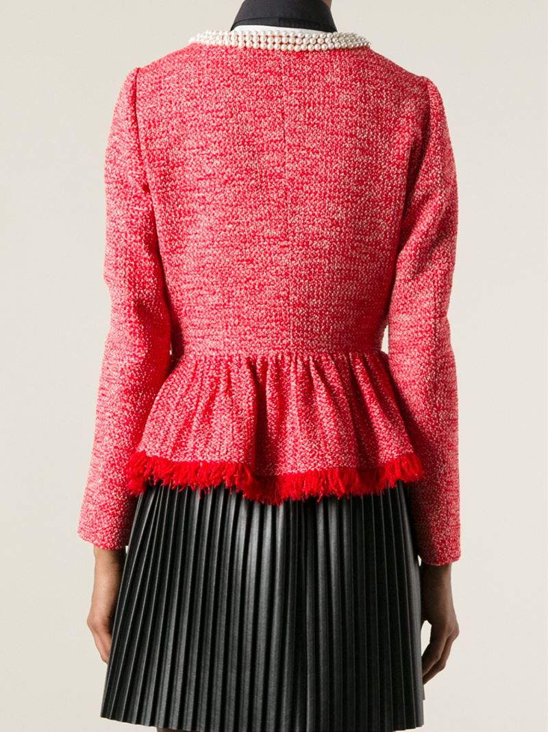 Moschino Pearl Embellished Sweater in Red | Lyst