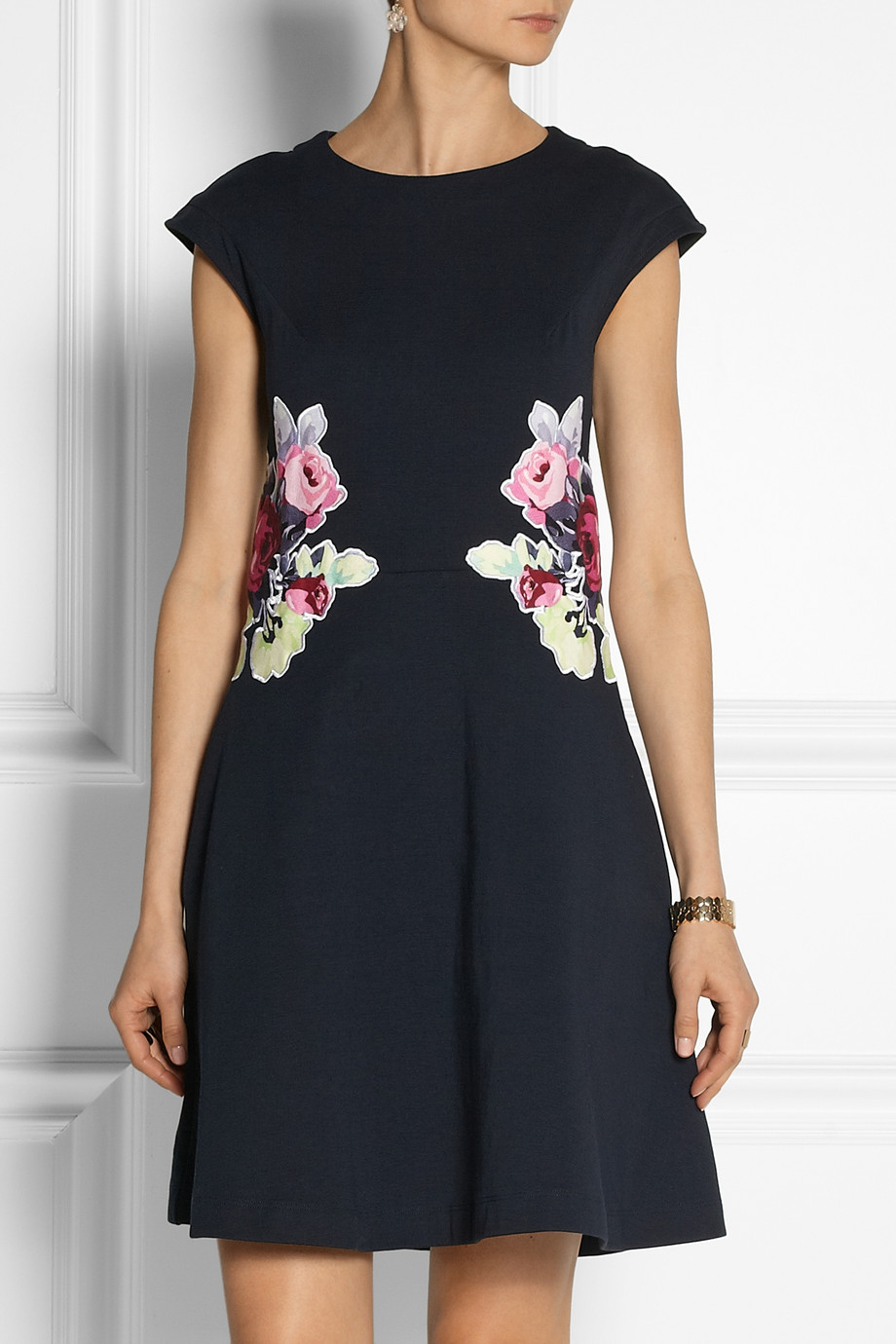 Lyst - Carven Floral-Appliquã©D Stretch-Cotton Dress in Blue