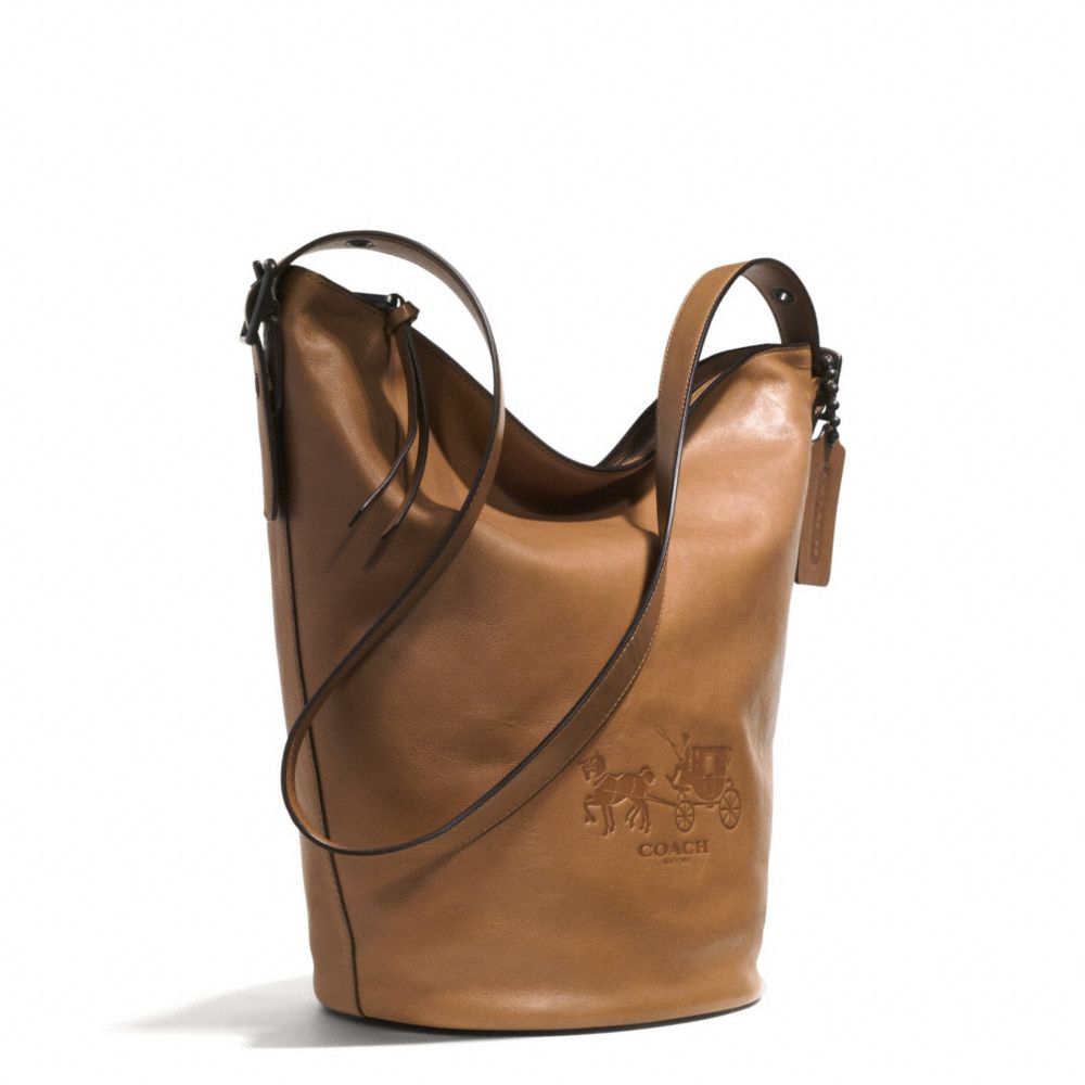 COACH Bleecker Logo Duffle Bag in Leather in Brown - Lyst