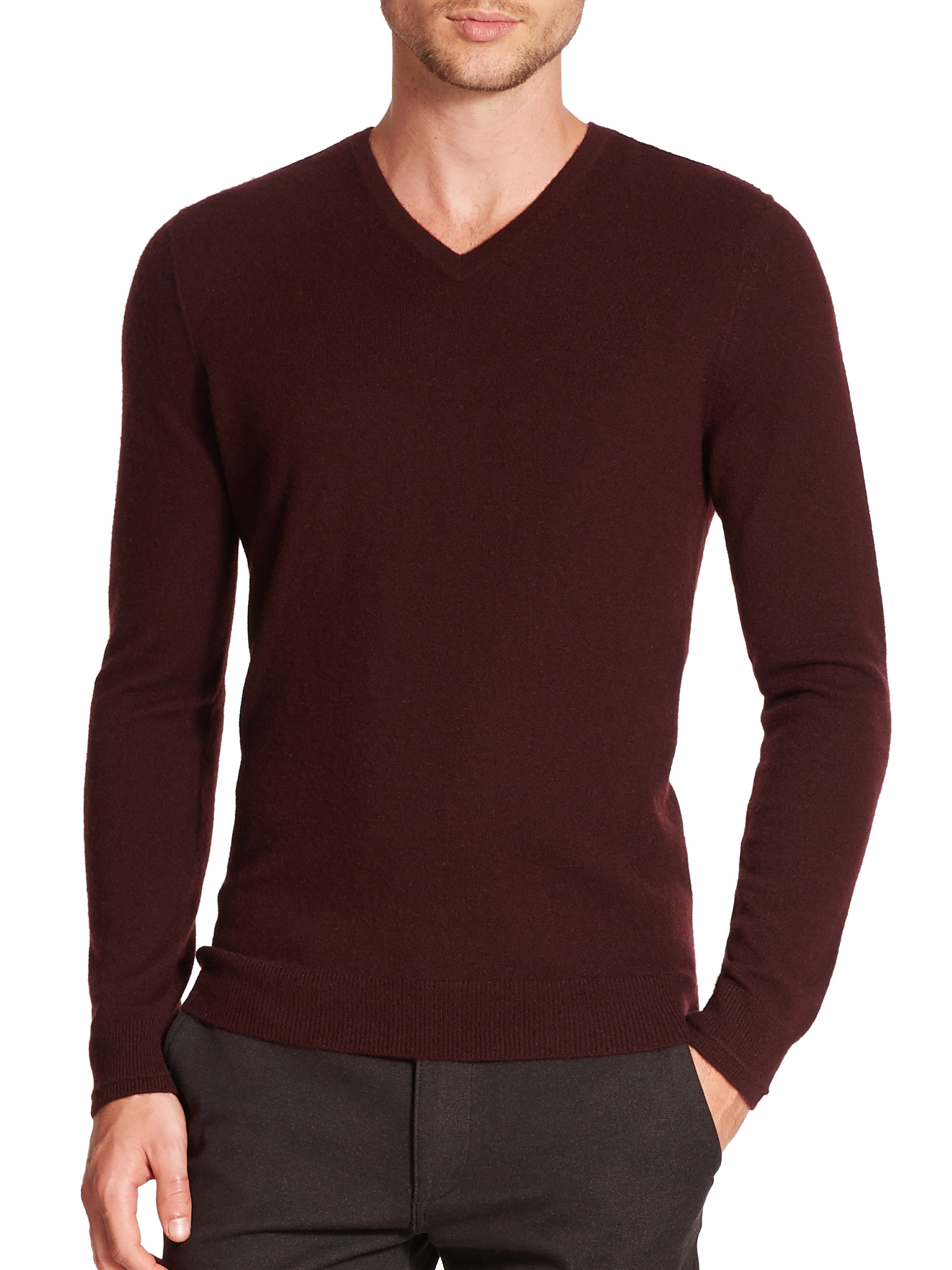 Lyst - Vince Cashmere V-neck Sweater in Purple for Men