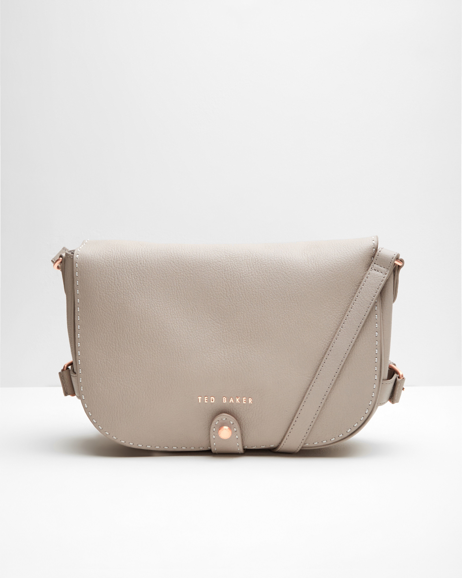 Lyst - Ted Baker Leather Crossbody Saddle Bag in Natural