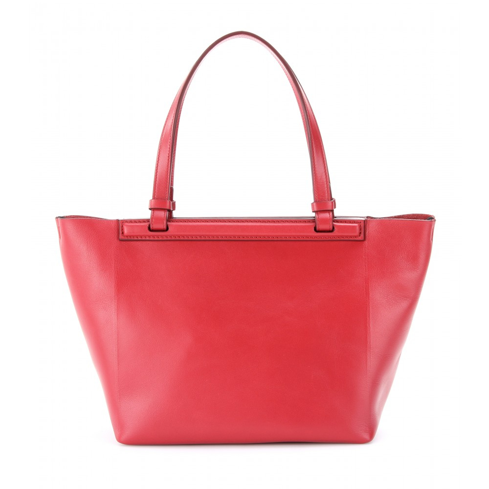 The Row Leather Tote in Red - Lyst