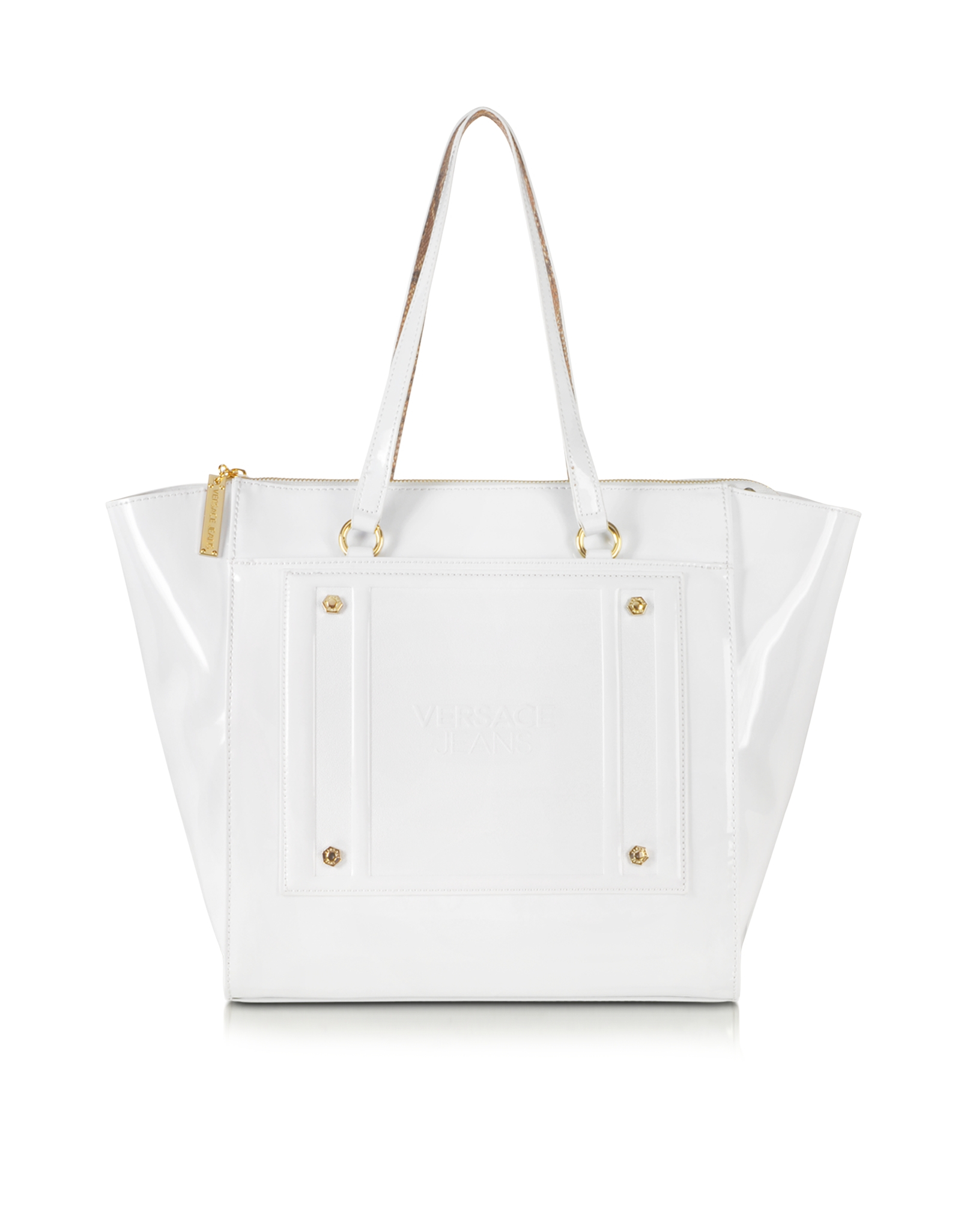 Versace Jeans White Patent Eco Leather Tote Versace Jeans White Patent Eco Leather Tote