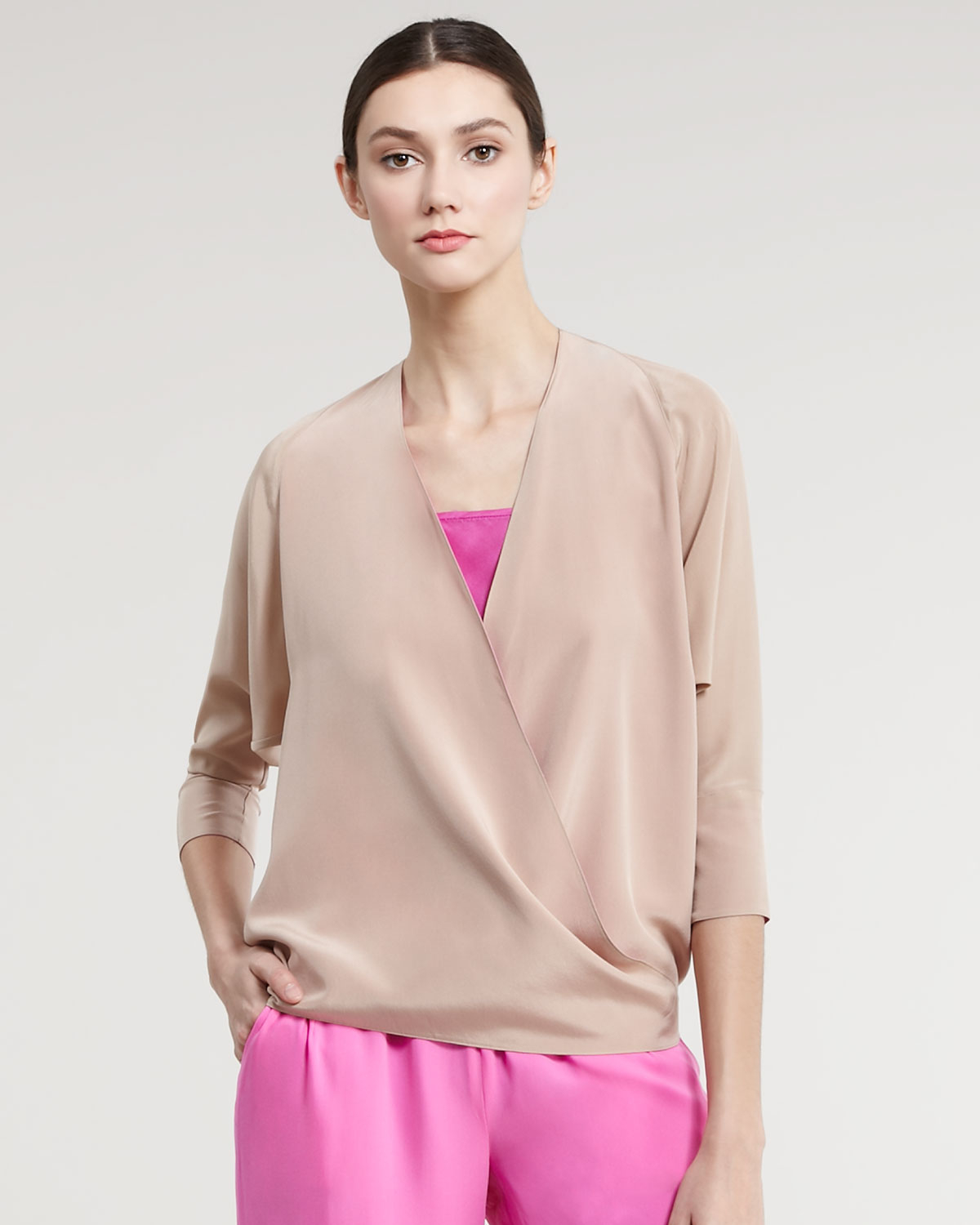 Raoul Silk Wrap Blouse in Pink (sesame hot pink) | Lyst