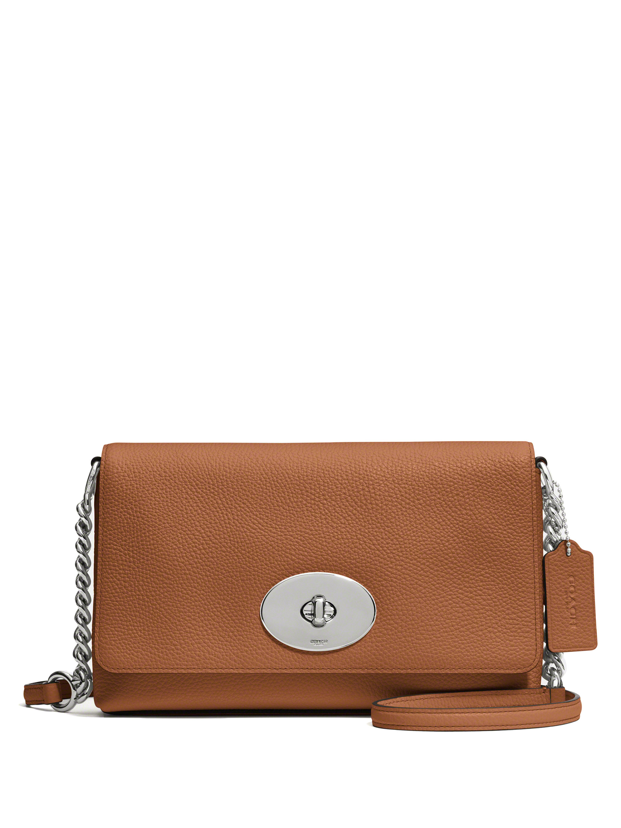 Coach Crosstown Pebbled Leather Crossbody Bag in Brown (saddle-silvertone hardware) | Lyst