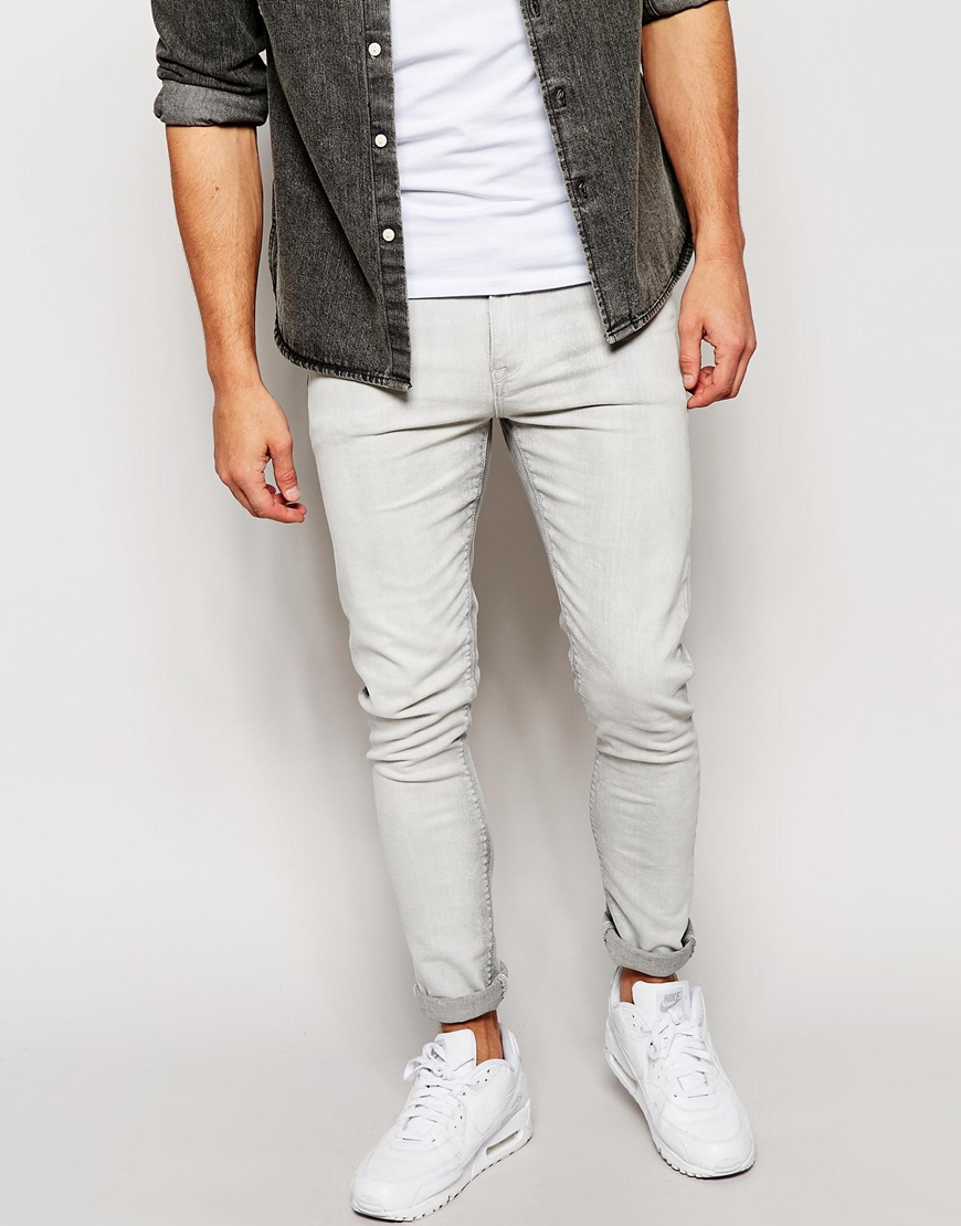 Lyst Asos Super Skinny Jeans In Light Gray In Gray For Men 4575