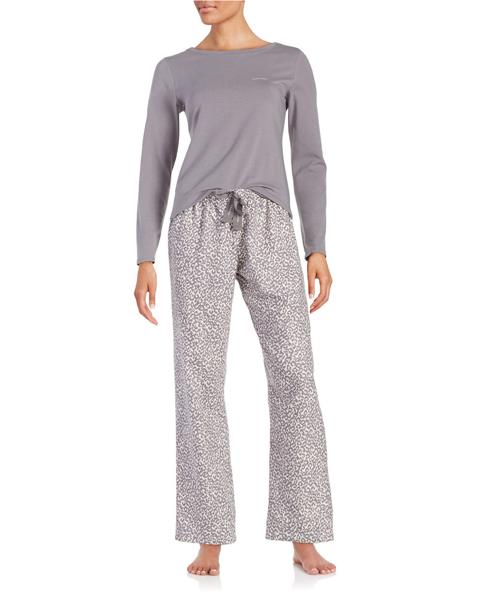 Calvin klein 2-piece Pajama Set in Gray (Grey) | Lyst