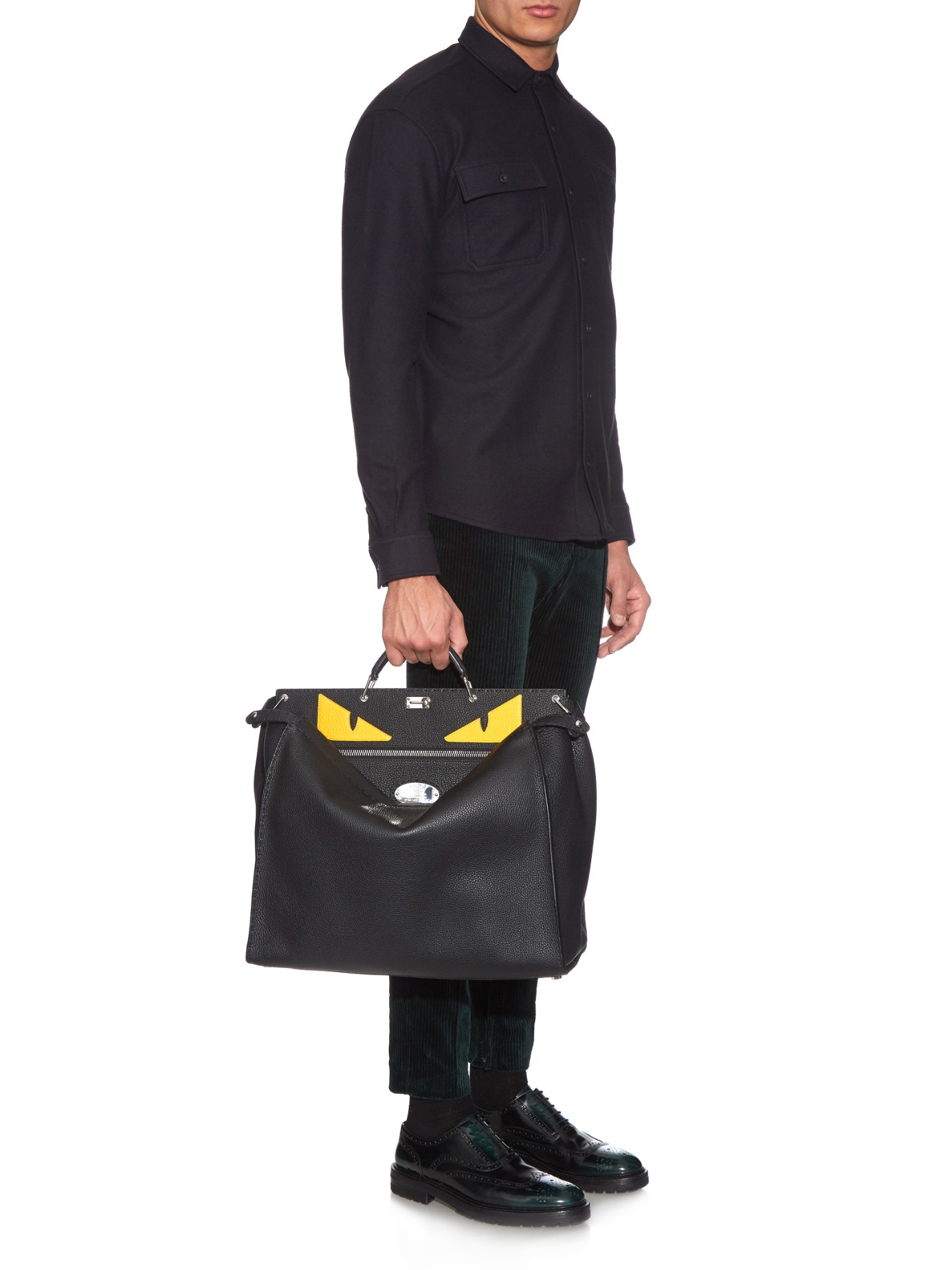 Lyst - Fendi Selleria Peekaboo Leather Tote in Black for Men