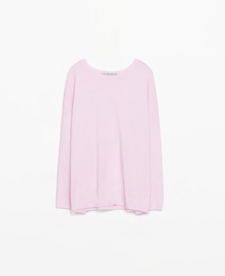Zara Basic Long Sweater in Pink | Lyst
