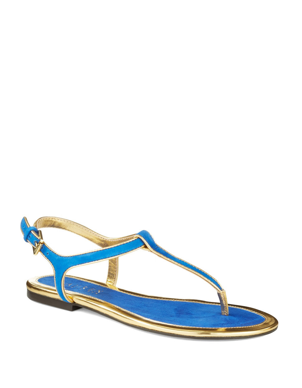 Lauren By Ralph Lauren Abegayle Thong Sandals in Blue (Blue/Gold) | Lyst