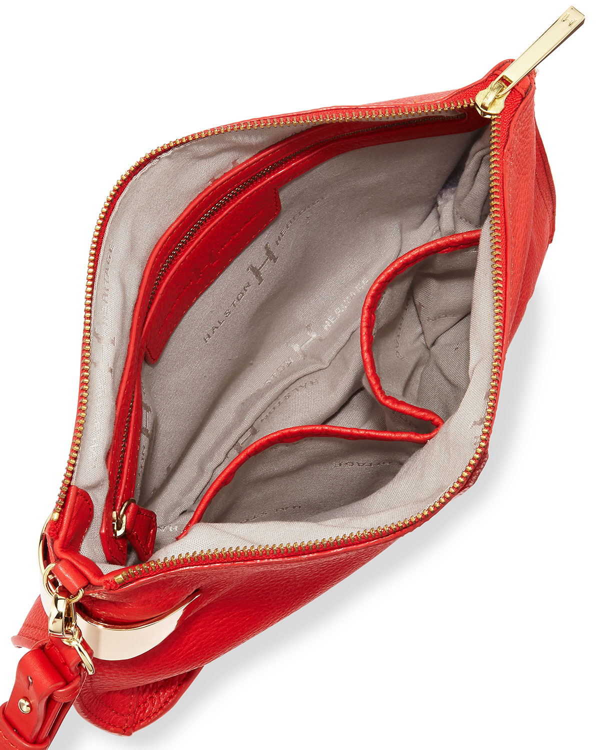 Halston Large Leather Wristlet Clutch Bag in Red | Lyst
