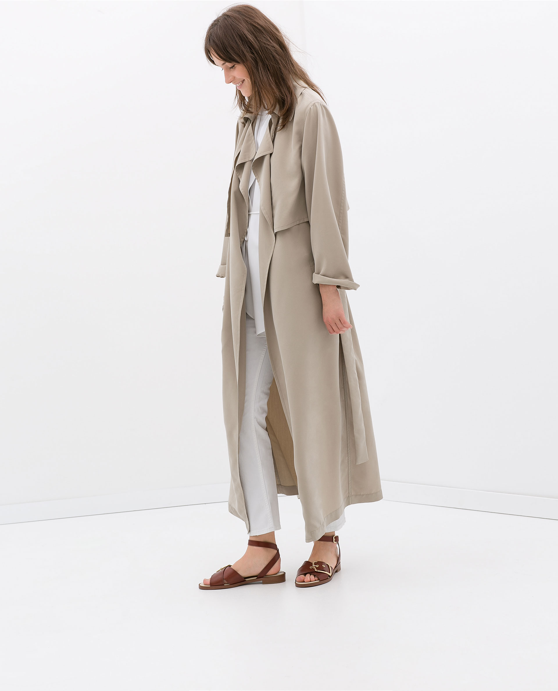 Zara Studio Long Flowy Trenchcoat in Gray Lyst