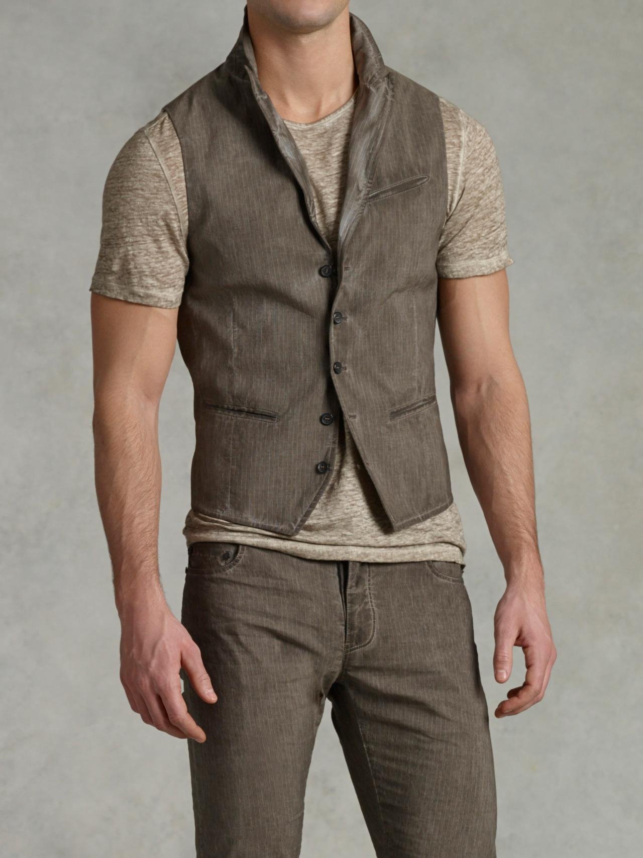 Lyst - John Varvatos Peak Lapel Vest with Wire Insert in Green for Men